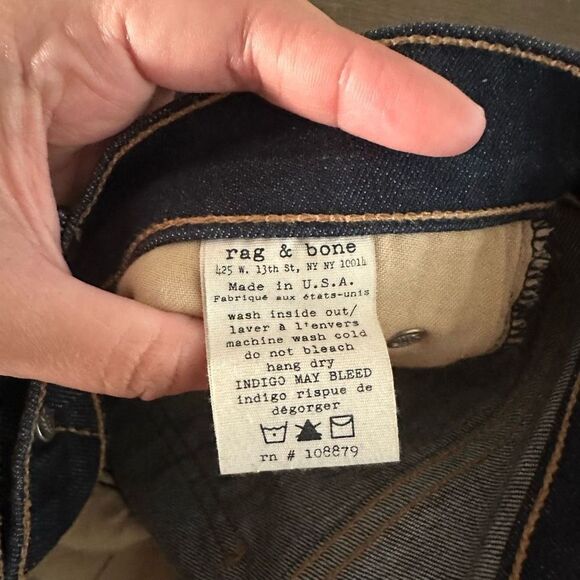 Rag & Bone High Rise Skinny Jeans in Dark Washed Indigo “Heritage” size 26 - Picture 7 of 9